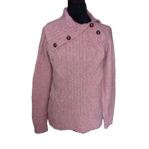 RuffHewn Women's Size Medium Wool Blend Pink Cable Knit Sweater
